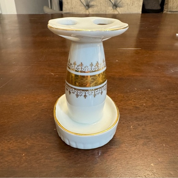 Porcelain Toothbrush Holder Regal Gold Andre Richard Made in Japan Vintage - Picture 3 of 15